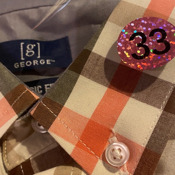 George Orange and Brown Plaid Button-Down Shirt - Picture 8 of 8